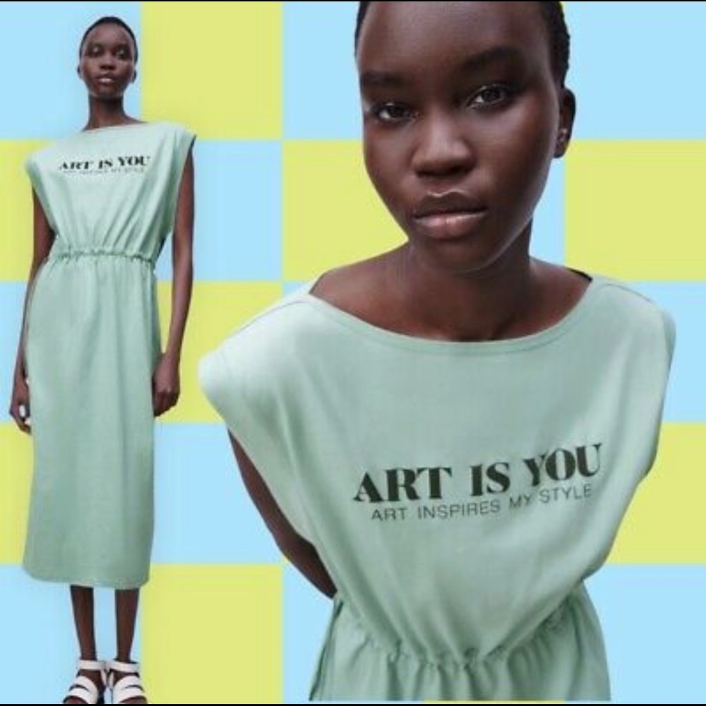 Zara Cinched Waist Sleeveless Midi Dress